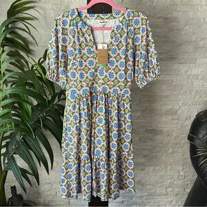 BODEN Piper Short Jersey Dress Iguana Green Bloom Geo Size 6 New with Tags